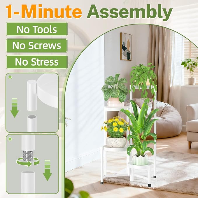 iDavosic.ly Plant Stand Indoor Outdoor, 4 Tier Metal Corner Shelf, Folding - Image 2
