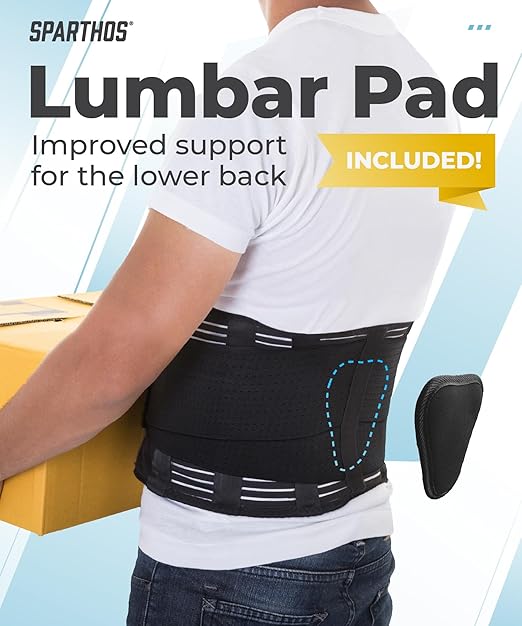 Sparthos Back Support Belt - Immediate Relief from Back Pain, Sciatica, Herniated Disc - Breathable Brace With Lumbar Pad - Lower Backbrace For Home & Lifting At Work - For Men & Women - (X-Small)