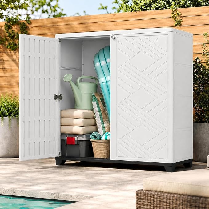 ADDOK Outdoor Storage Cabinet, 60 Gallon Waterproof Resin Patio Storage Cabinet by ADDOK