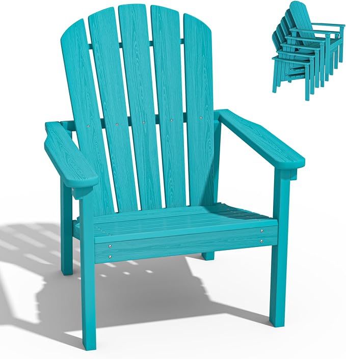 Compact Stackable Adirondack Chairs, All Weather HDPE, Aruba | 26.3" Wide HDPE by nevilywood