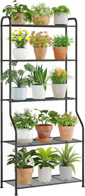 5-Tier Corner Plant Stand, Metal Black Flower Pot Rack, Indoor Outdoor Heavy by Wieghda
