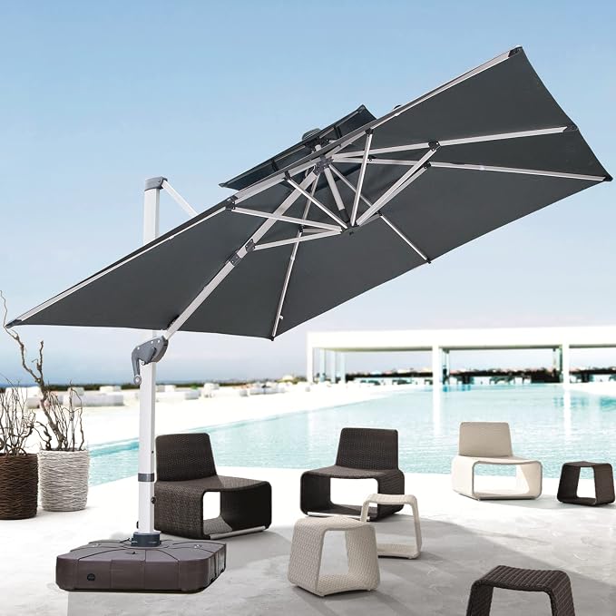 Cantilever Patio Umbrella with Cross Base and Cover Included - Image 8