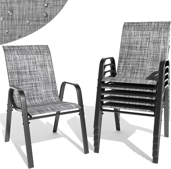 Patio Dining Chairs Set of 6, Outdoor Stackable Dining Chairs by TQKVIPI