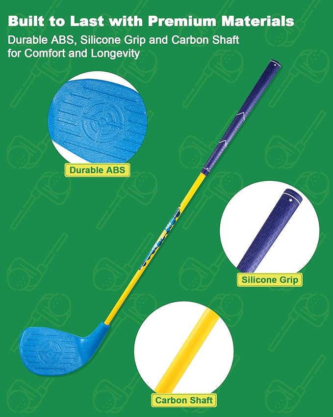 HOTWIND Backyard Golf Game Clubs 4 Pack with 5”x 3.5” Oversize Heads and 36” Lightweight Carbon Shaft for Adults Play Outdoor Golf Yard Game in Grass Parks and Yards Hit Plastic and Foam Balls