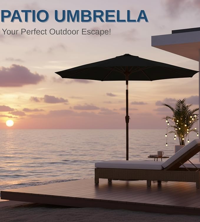9FT Auto-Tilt Patio Umbrella|Outdoor Market Table Umbrella - Image 8