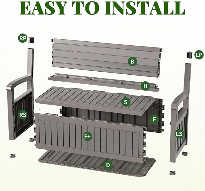 120 Gallon Outdoor Storage Bench, Lockable Patio Storage Bench, - Image 3