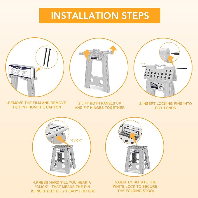 Delxo 16 Inch Folding Step Stool, Foldable Step Stool - Image 7