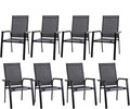 PHI VILLA Outdoor Stackable Dining Chairs Set of 8 w/Aluminum Frame, by PHIVILLA