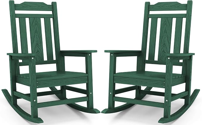 SERWALL HDPE Oversized Outdoor Rocking Chairs Set of 2, Patio Rocker, All by SERWALL