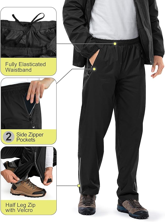 33,000ft Men's Rain Suit Packable Waterproof Lightweight Rain Gear for Golf Hiking Cycling 2 Pieces(Rain Jackets and Pants)