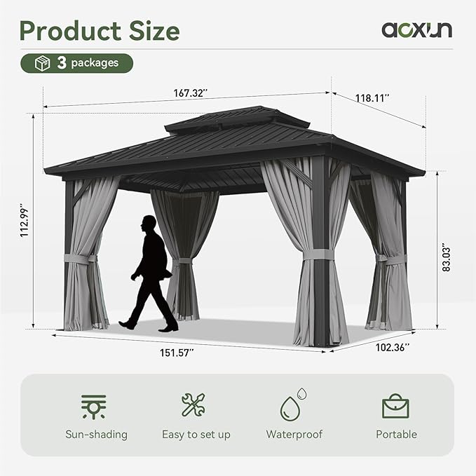 Aoxun Gazebo 10x14 Hardtop Gazebo - Image 4