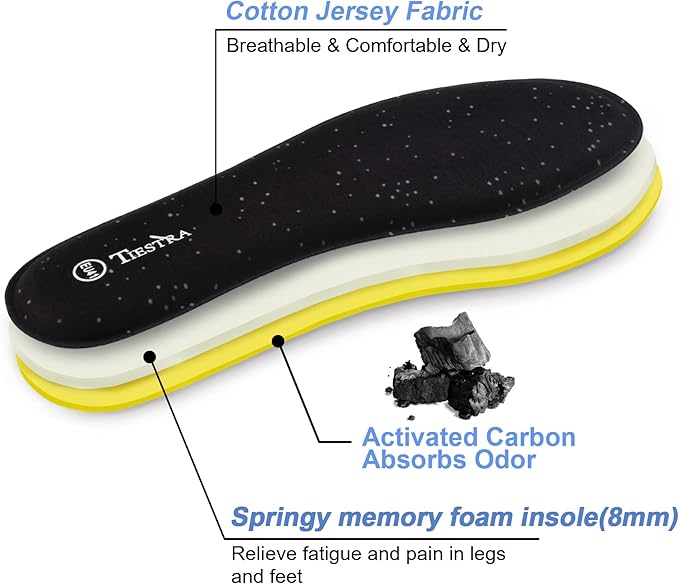 3 Pair -Shoe Inserts for Mens Memory Foam Insoles,Replacement Insoles for Work Boots Running Shoes, Cushion Shock Absorbing for Foot Pain Relief, Comfort Breathable Inner Soles Black 43EU,US10