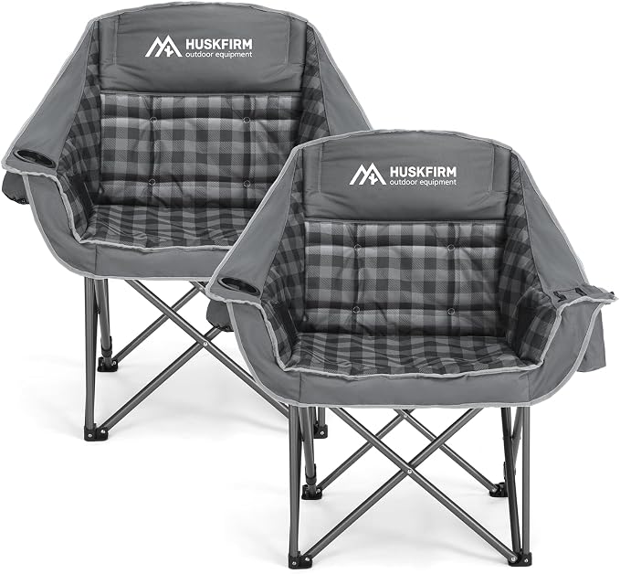Oversized 2 Pack Camping Chairs, Padded Camping Chair Support 450LBS by Huskfirm