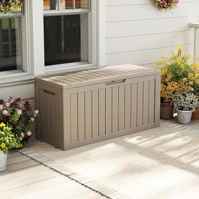 Outdoor Storage Box 100 Gallon Waterproof Resin Deck Boxes Grey | UV-Resistant - Image 7