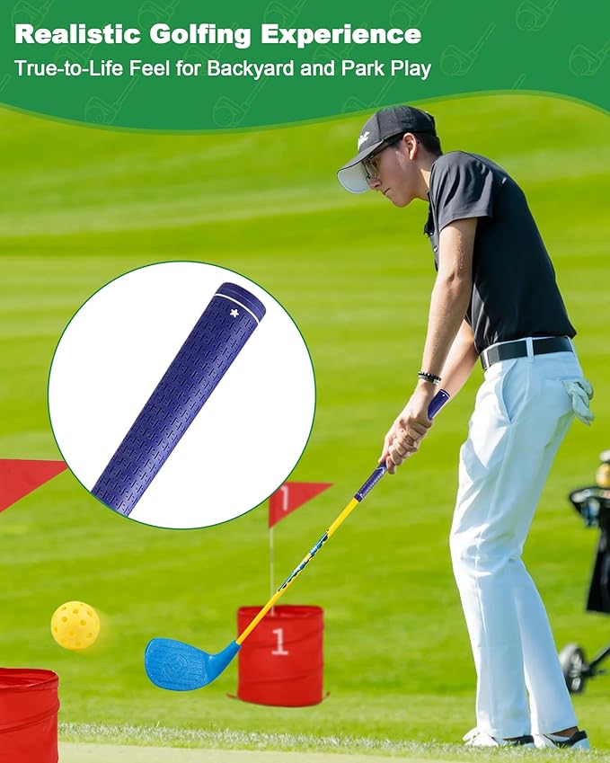 HOTWIND Backyard Golf Game Clubs 2 Pack with 5”x 3.5” Oversize Heads and 36” Lightweight Carbon Shaft for Adults Play Outdoor Golf Yard Game in Grass Parks and Yards Hit Plastic and Foam Balls