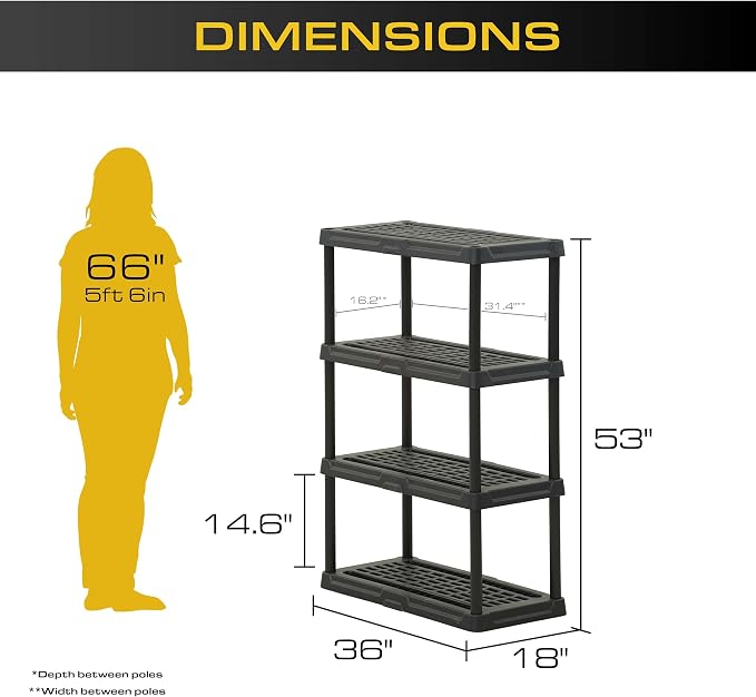 CENTREX 4-Tier Heavy Duty Plastic Storage Shelves - Image 2
