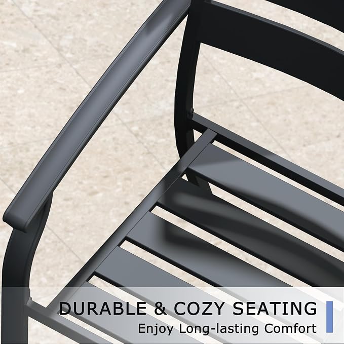 Patio Dining Chairs Set of 6, Wrought Iron Patio Furniture Chairs - Image 6