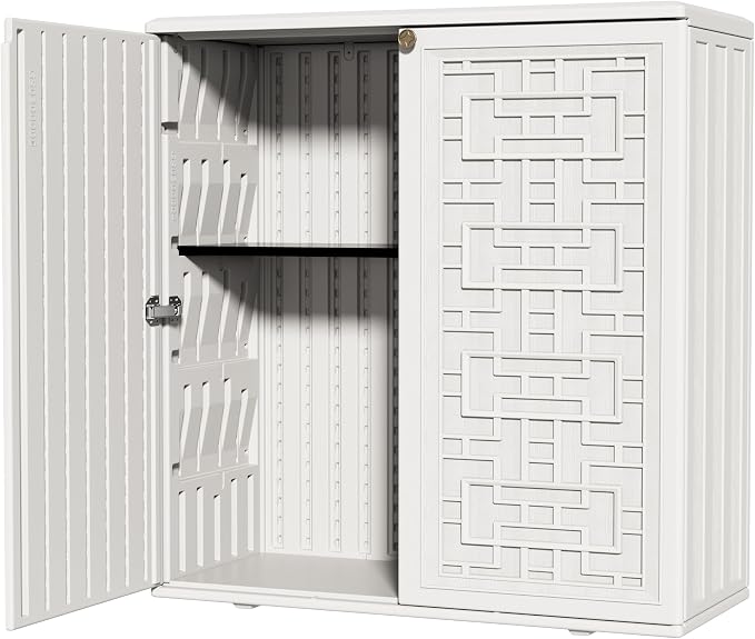 ZZM HDPE Outdoor Storage Shed, Outdoor Plastic Storage Cabinet, Horizontal - Image 8