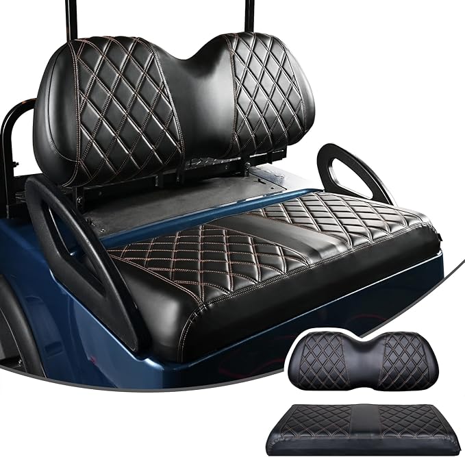 NOKINS Golf Cart Diamond Seat Covers Kit, Fit for Club Car Precedent OEM Standard Front Seat Cushion, Golf Cart Vinyl Seat Cover, No Nails Required