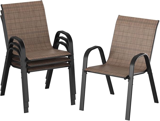 Patio Chairs Set of 4, Stackable Outdoor Chairs by Ningering