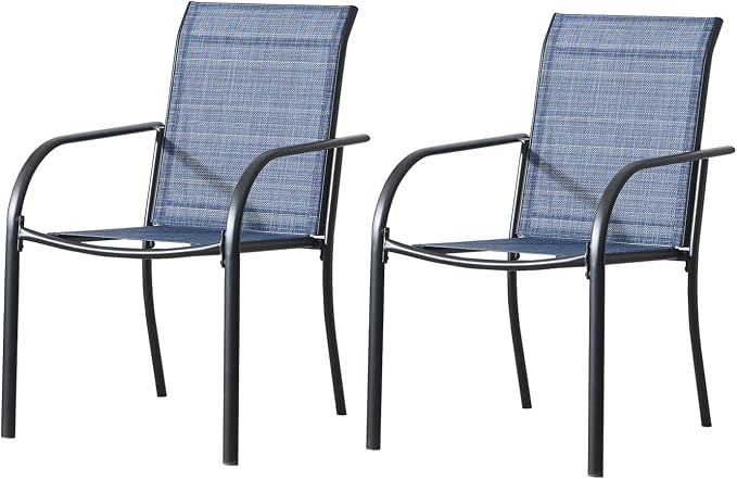 Stackable Patio Chairs Set of 2, Outdoor Dining Chairs - Image 8