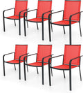 Anmutig Stackable Outdoor Dining Chairs Set of 6, Textilene Fabric, Breathable by Anmutig