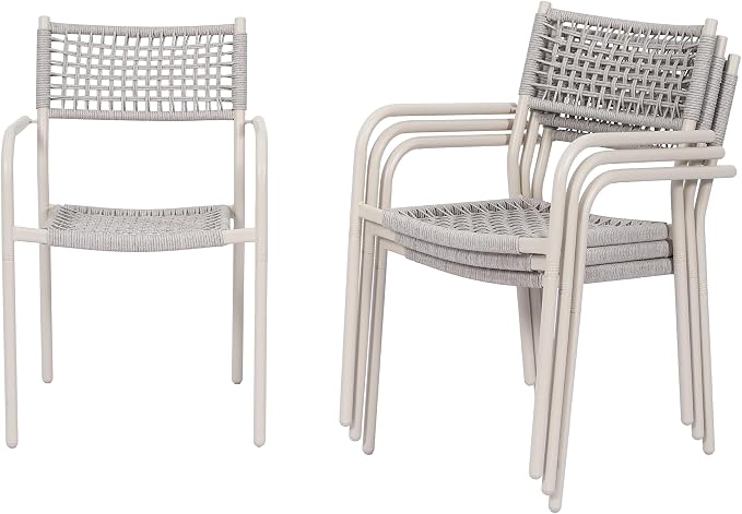 Patio Chairs Set of 4, Stackable Outdoor Dining Chairs by Unknown