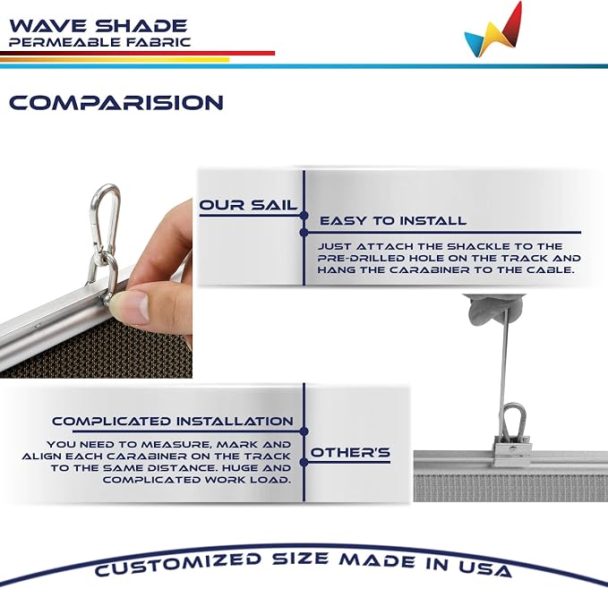 Windscreen4less 3' x 21' Retractable Sun Shade Canopy Cover Sliding Wave Shade - Image 5
