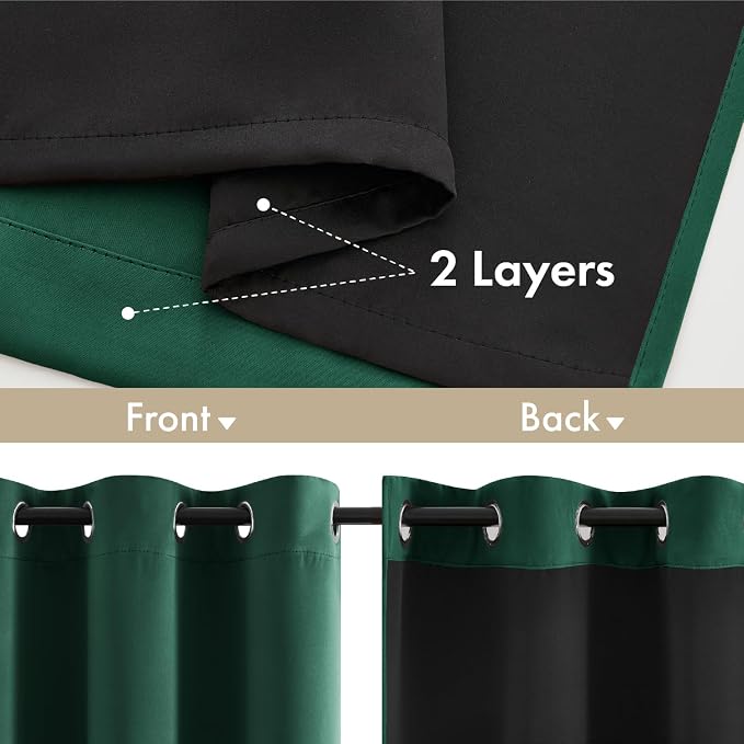 MIULEE Hunter Green 100% Blackout Curtains - Image 3