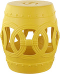 JONATHAN Y Lucky Coins 16" Ceramic Garden Stool Side Table, Matte Yellow | by JONATHANY