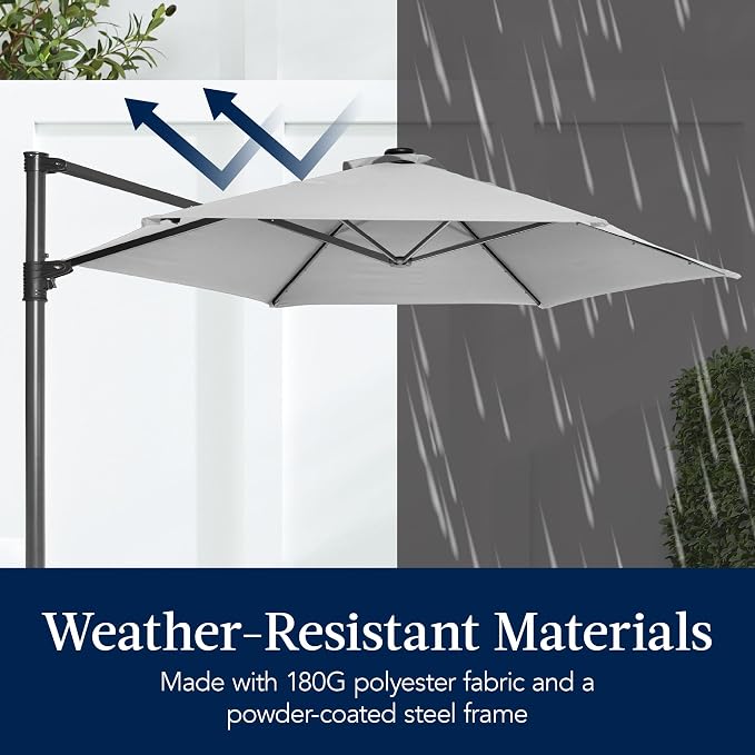 Best Choice Products 10ft Solar LED Offset Cantilever Hanging Market Patio - Image 6