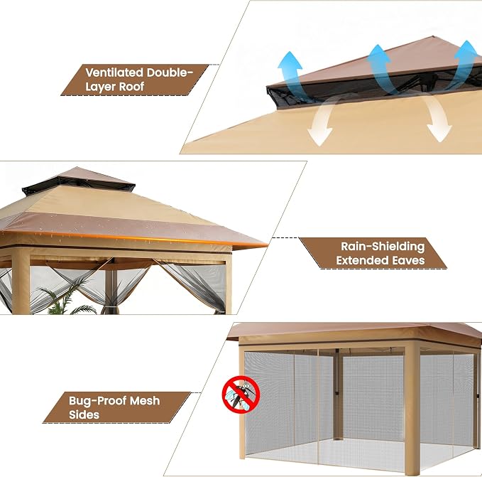 Driftalia 13x13 Pop Up Gazebo for Patio, Deck - Image 4