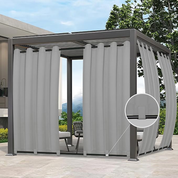 Easy-Going Outdoor Curtains for Patio 1 Panel, 54x108 inch, Light Grey | by Easy-Going