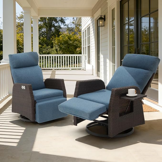 Outdoor Swivel Recliner Chair, Adjustable Rattan Patio Recliners | Independent by Unknown