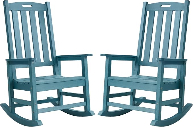 Outdoor Rocking Chairs Set of 2, Oversized Porch Rocker | Weather Resistant by PsilvamGardenFurniture