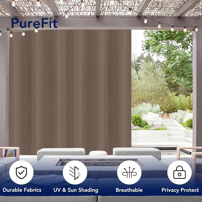 PureFit Outdoor Curtains for Patio Waterproof Weatherproof Outside Curtains | - Image 3