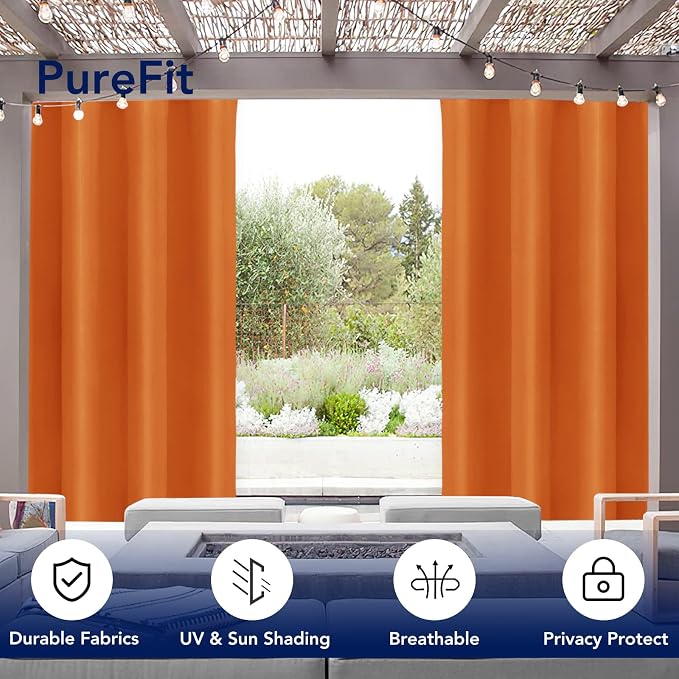 PureFit Outdoor Curtains for Patio Waterproof Weatherproof Outside Curtains | - Image 3