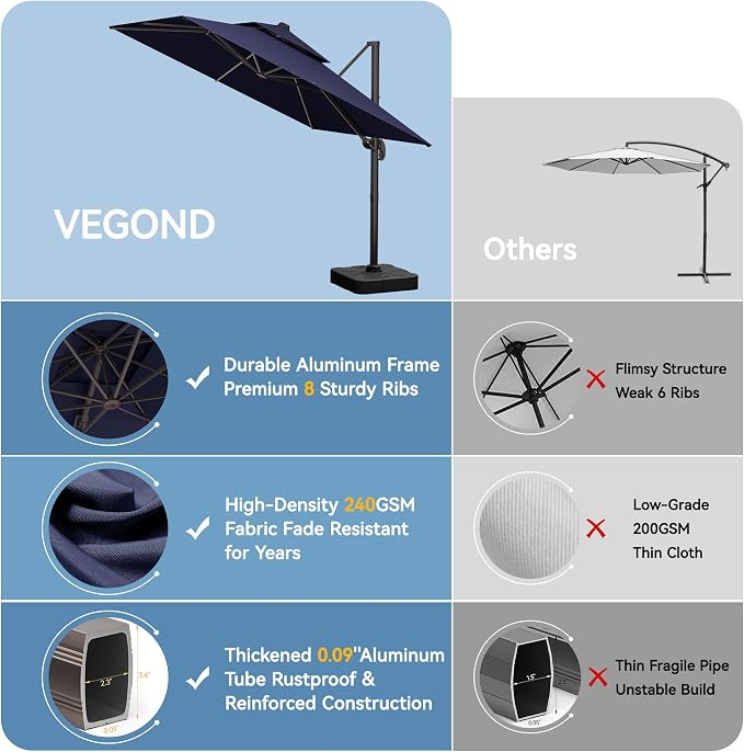 10x13 FT Patio Cantilever Umbrella - Image 3