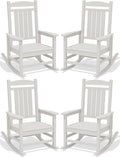Oversized Outdoor Rocking Chairs Set of 4, HDPE Porch Rocker by KINGYES