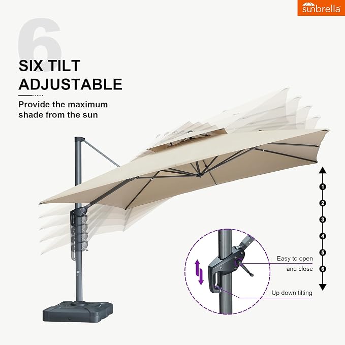 PURPLE LEAF Sunbrella Patio Umbrella 12 Feet Outdoor Umbrella Spectrum Sand | - Image 9