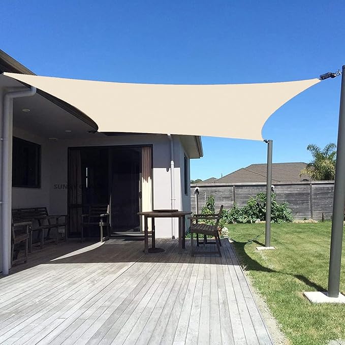 SUNNY GUARD Custom Size 16'x24' Butter Cream Sun Shade Sail Rectangle UV Block by SUNNYGUARD