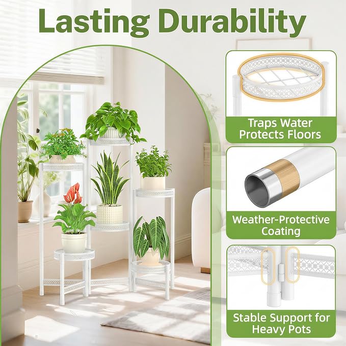 iDavosic.ly Plant Stand Indoor Outdoor, 6 Tier Iron Corner Shelf, Folding Multi - Image 6