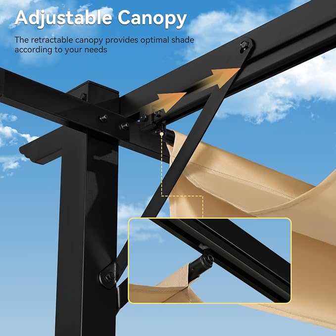 Aoxun 9.7'x9.7' Retractable Pergola - Image 3