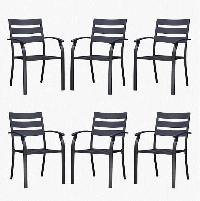 Patio Dining Chairs Set of 6, Wrought Iron Patio Furniture Chairs - Image 7