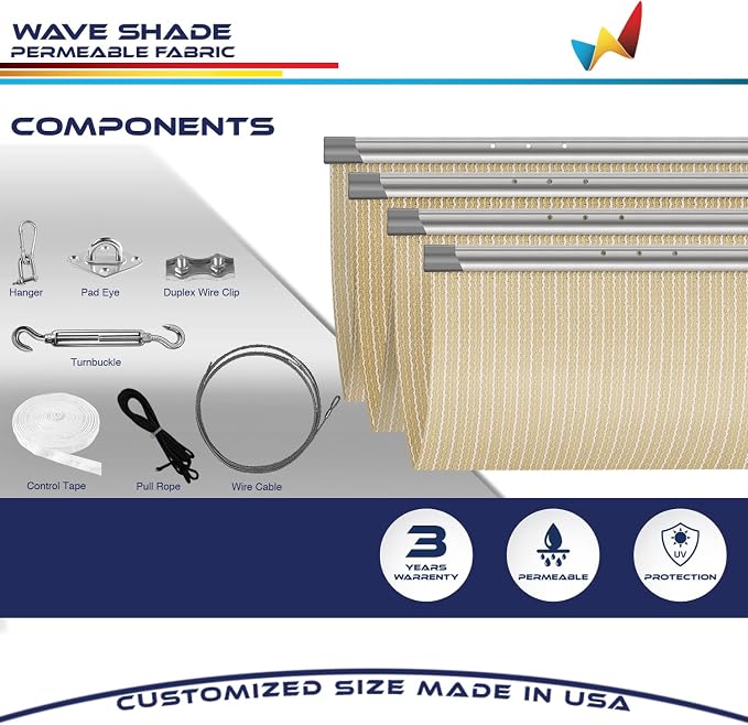 Windscreen4less 4' x 4' Retractable Sun Shade Canopy Cover Sliding Wave Shade - Image 4