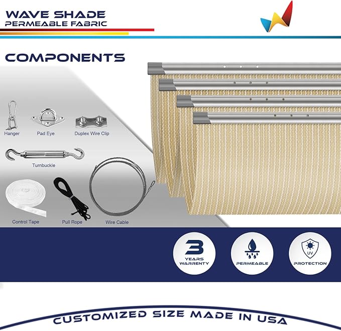 Windscreen4less 3' x 26' Retractable Sun Shade Canopy Cover Sliding Wave Shade - Image 4