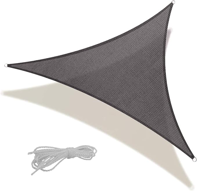 10' x 10' x 10' Triangle Shade Sail, Dark Grey UV Block Canopy | Outdoor sun by SUNLAX