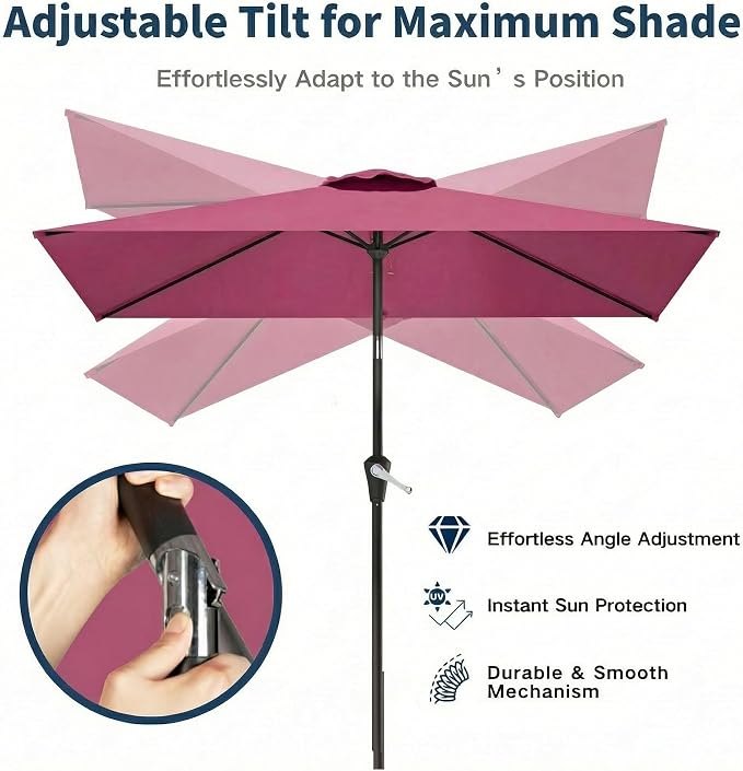 6.5' x 10' Rectangular Patio Umbrella Large Outdoor Market Umbrella w/UV - Image 3