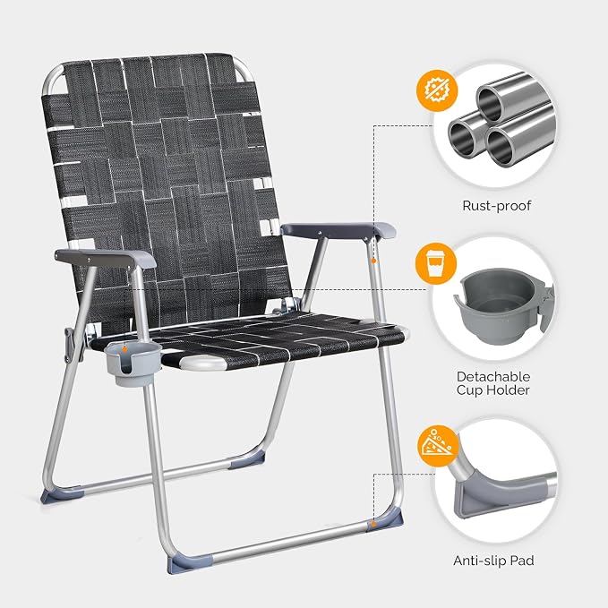 VINGLI Aluminum Oversize Patio Lawn Chairs Folding Set of 2 - Image 4