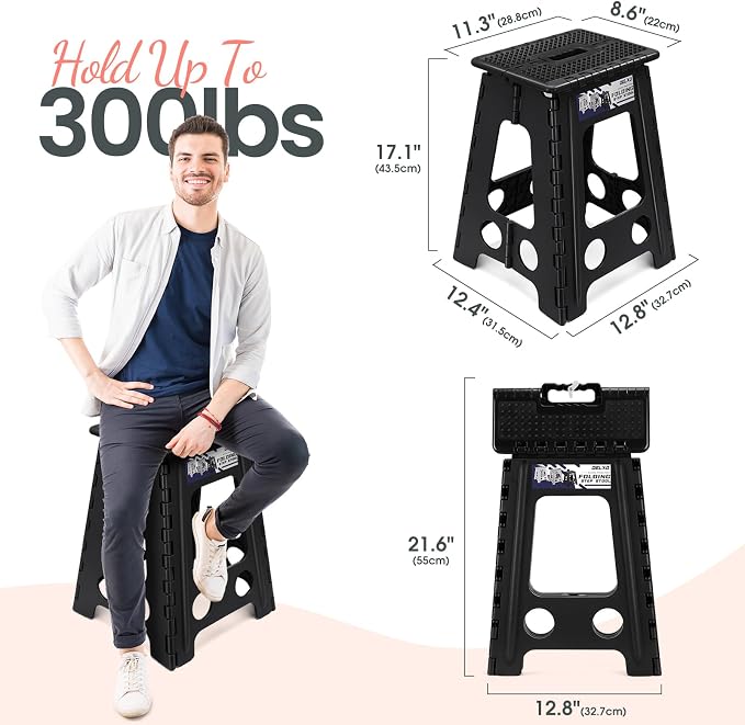 Delxo 17.5 Inch Folding Step Stool, Foldable Step Stool - Image 3
